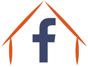 blue and orange logo for Facebook in house